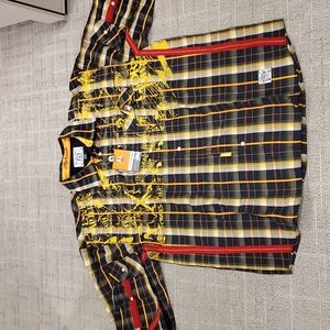 Akademiks Men's button down shirt - XL black and yellow